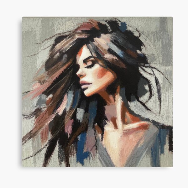Vista previa del artículo con la obra «Un retrato pictórico de una mujer morena.», diseñado y vendido por PainterlyMaster.