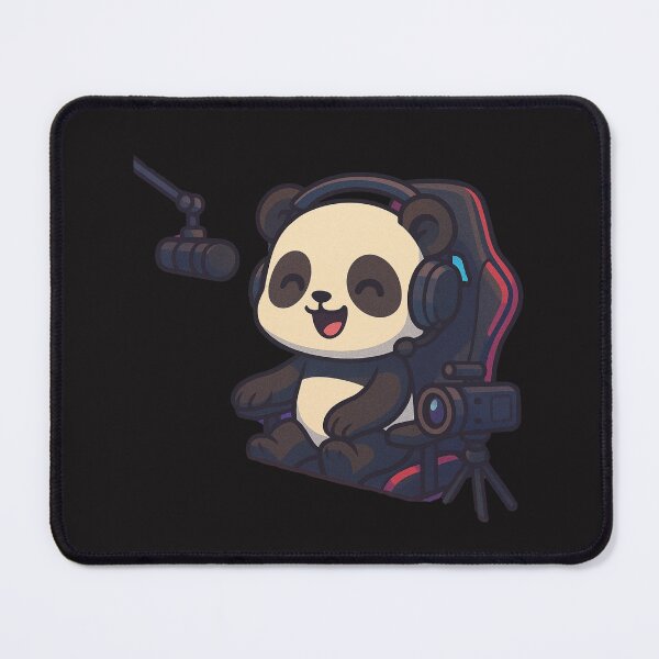 Item preview, Streamer Panda – Chibi Gamer Setup with RGB Lights and Triple Monitors designed and sold by ColorSplash123.
