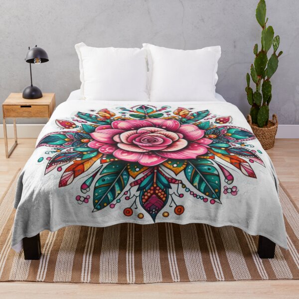 Artikelvorschau, Boho Pink Rose Blumenaufkleber, Bohemian, Bloom Boom, Frühling, Blumen entworfen und verkauft von Expressions-Sel.