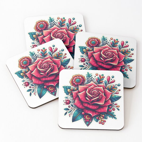 Artikelvorschau, Boho Rose Blumenaufkleber, Bohemian, Bloom Boom, Frühling, Blumen entworfen und verkauft von Expressions-Sel.
