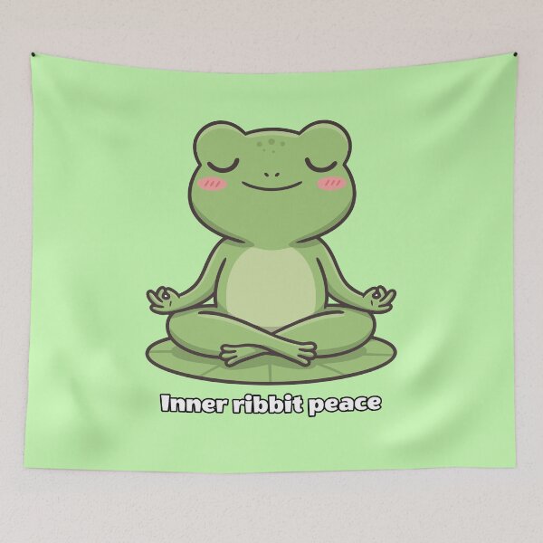 Item preview, Zen Frog on Lily Pad – Inner Ribbit Peace Cute Yoga Animal Art designed and sold by imaginariun.
