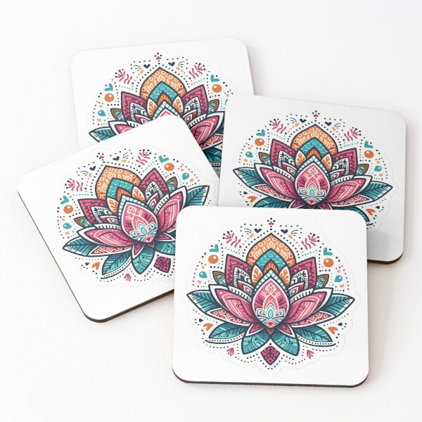 Item preview, boho lotus colored Indian floral sticker,Bohemian,Bloom Boom,Spring,floral designed and sold by Expressions-Sel.