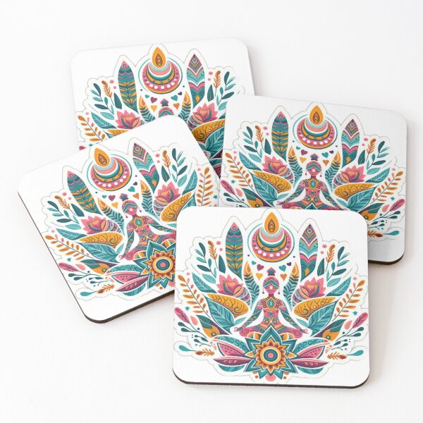 Artikelvorschau, Boho -Meditation farbiger Blumenaufkleber, Bohemian, Bloom Boom, Frühling, Blumen entworfen und verkauft von Expressions-Sel.