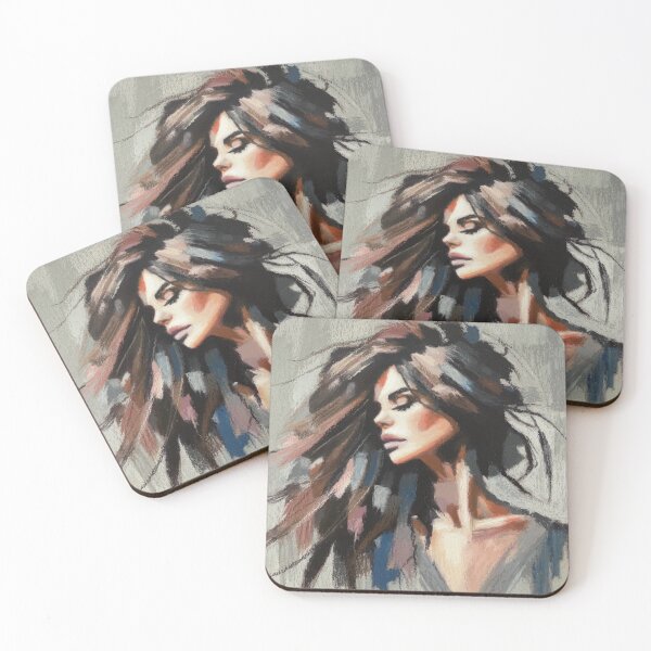 Item preview, A painterly portrait of a brunette woman designed and sold by PainterlyMaster.