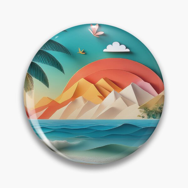 Item preview, Ocean landscape 3d painting,  tropical, summer, palm leaves,  coconut trees, Hawaiian flower landscape,  beach, sunset,  ocean landscape designed and sold by navitalidesign.