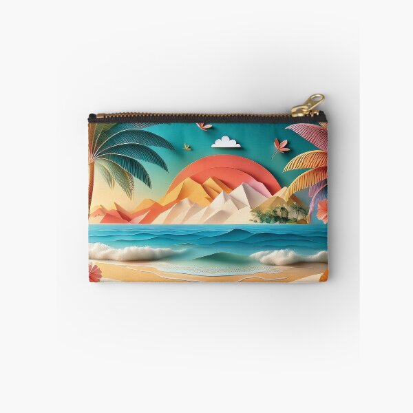 Item preview, Ocean landscape 3d painting,  tropical, summer, palm leaves,  coconut trees, Hawaiian flower landscape,  beach, sunset,  ocean landscape designed and sold by navitalidesign.
