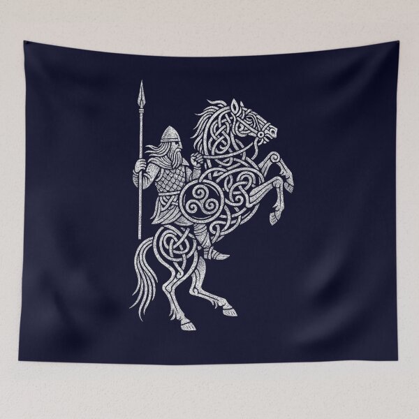 Item preview, Viking Warrior on Horse with Triskele Symbol designed and sold by Odd World.