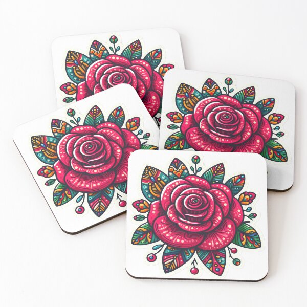 Artikelvorschau, Boho Pink Rose Colored Blumenaufkleber, Bohemian, Bloom Boom, Frühling, Blumen entworfen und verkauft von Expressions-Sel.