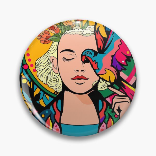 Artikelvorschau, Harmonie der Seele - Lebendige psychedelische Frau & Burd Illustration entworfen und verkauft von Snowflake Company Online Store.