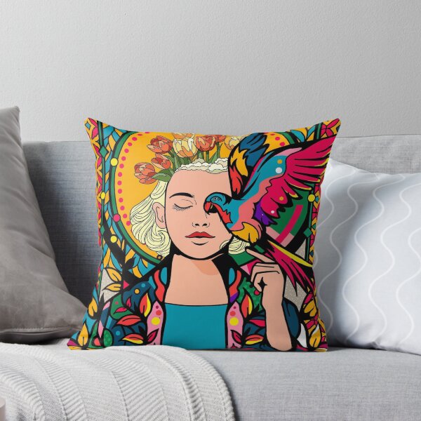 Item preview, Harmony of the soul - Viberant Psychedelic Woman& Burd Illustration designed and sold by Snowflake Company Online Store.