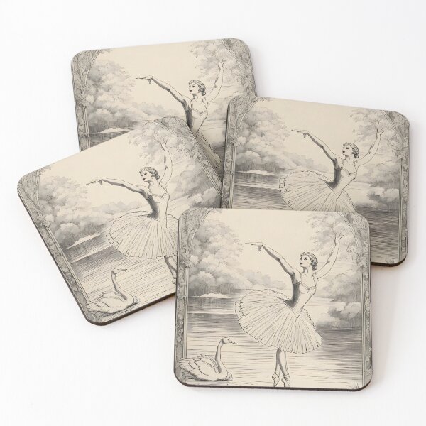 Item preview, VINTAGE BALLERINA GIRL~ Swan Lake ~ Retro Black & White ~ Bird Ballet Lovers Art Gift Art Poster Print designed and sold by Spinning Plates 360.
