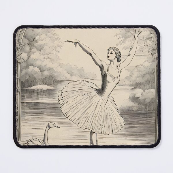Item preview, VINTAGE BALLERINA GIRL~ Swan Lake ~ Retro Black & White ~ Bird Ballet Lovers Art Gift Art Poster Print designed and sold by Spinning Plates 360.