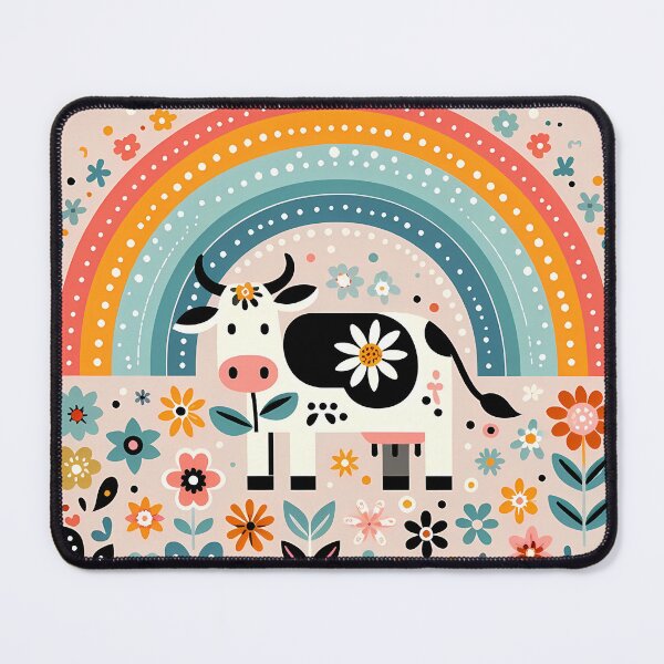 Item preview, Scandinavian Folk Art Cute Black and White Cow Eating a Daisy by heidiannemorris © designed and sold by FOLK ART FUSION.