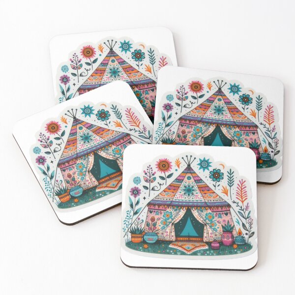 Item preview, boho yurt colored floral sticker,Bohemian,Bloom Boom,Spring,floral designed and sold by Expressions-Sel.