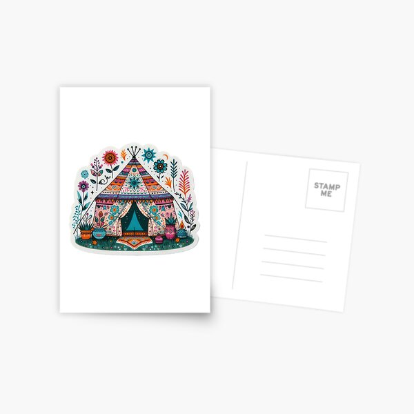 Item preview, boho yurt colored floral sticker,Bohemian,Bloom Boom,Spring,floral designed and sold by Expressions-Sel.