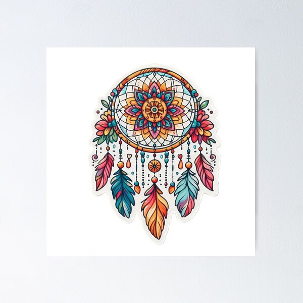 Item preview, boho dream catcher colored floral sticker,Bohemian,Bloom Boom,Spring,floral designed and sold by Expressions-Sel.