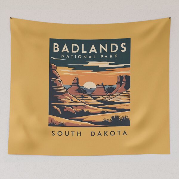 Item preview, A Vintage Illustration of Badlands National Park - South Dakota - United States  designed and sold by GoodOldVintage.
