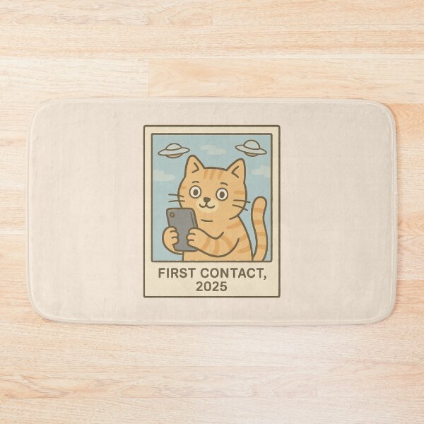 Item preview, First Contact Cat – Polaroid Alien Selfie Art, Funny UFO Cat Design designed and sold by Obito-Designs.
