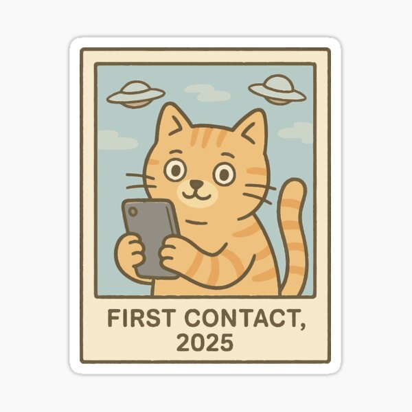 Item preview, First Contact Cat – Polaroid Alien Selfie Art, Funny UFO Cat Design designed and sold by Obito-Designs.