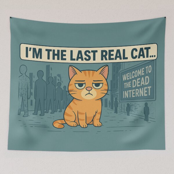 Item preview, The Last Real Cat Welcome Dead Internet Meme designed and sold by memememescat.
