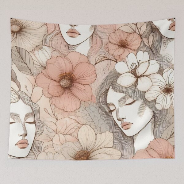 Item preview, Abstract Female Head – AI Dynamic Line Sketch Design for Modern Clothing and Accessories for Creative Young Women designed and sold by knalpot-design.