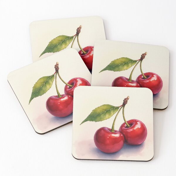 Item preview, Red Cherries Watercolor Painting, Fruit Wall Art, Realistic Cherry Illustration, Kitchen Decor, Summer Fruit Art designed and sold by Connys Colorful World.