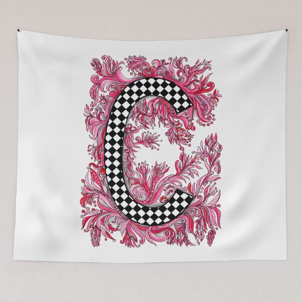 Item preview, Hot Pink C Baroque Monogram designed and sold by NPrintsDesign.