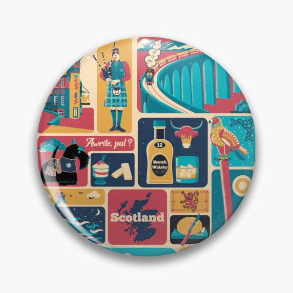 Item preview, Scotland Icons Retro Grid designed and sold by Sfumata Illustration.