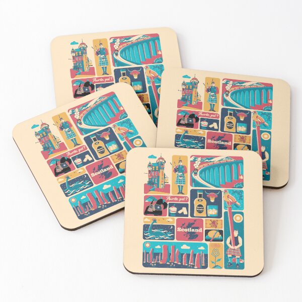 Item preview, Scotland Icons Retro Grid designed and sold by Sfumata Illustration.