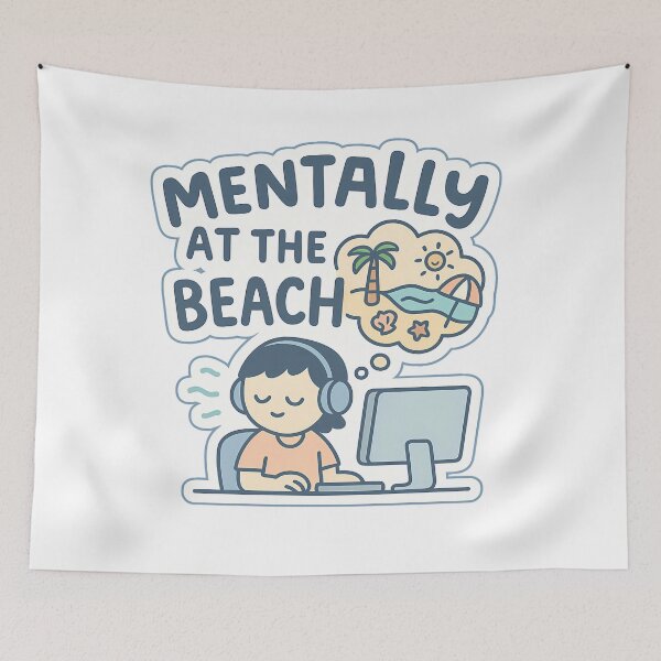 Item preview, Mentally at the Beach – Chill Summer Doodle Vibes designed and sold by Infinity Drip Design.