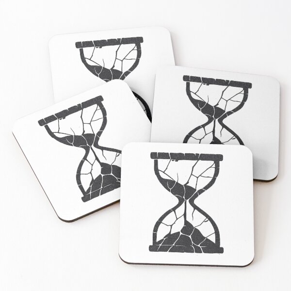 Item preview, Minimalist grunge logo "SHATTERED HOURGLASS" – broken hourglass & memento mori vibes | Black and white T-shirt graphic designed and sold by AlphaAutomation.