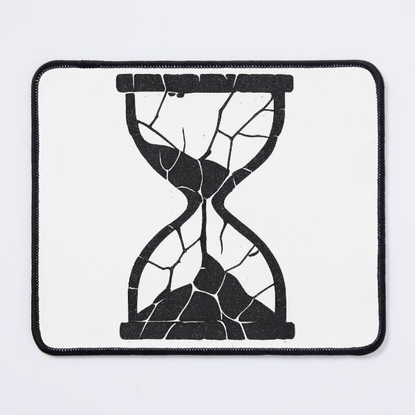 Item preview, Minimalist grunge logo "SHATTERED HOURGLASS" – broken hourglass & memento mori vibes | Black and white T-shirt graphic designed and sold by AlphaAutomation.