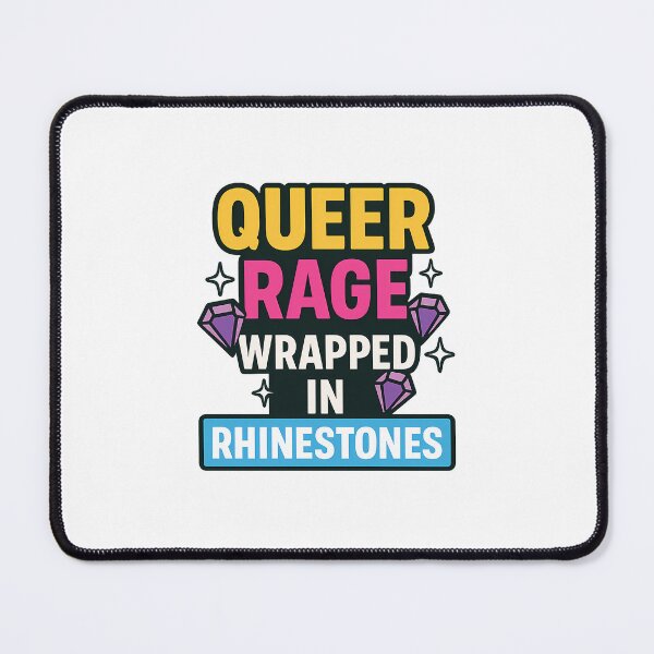 Item preview, Queer Rage Wrapped in Rhinestones – Bold Text Art designed and sold by Haus Of Sin.