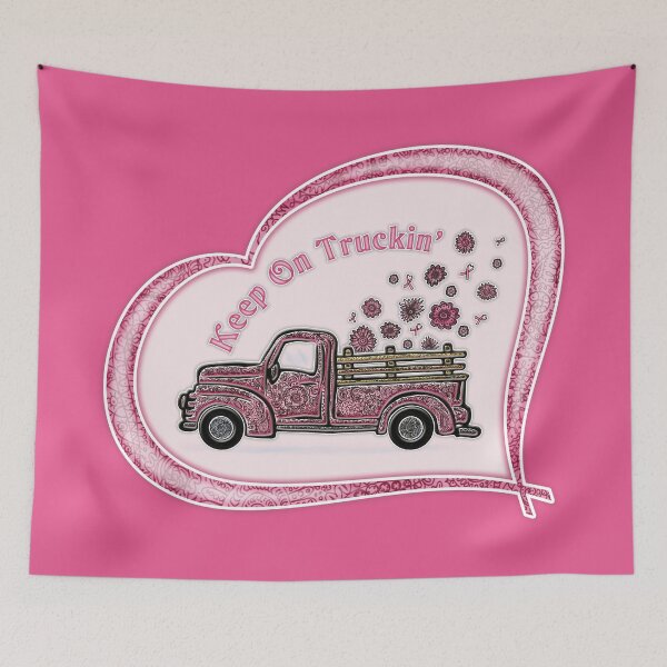 Item preview, Vintage Pink Truck "Keep On Truckin" designed and sold by PinkWinkDesigns.