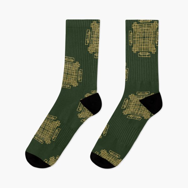 Item preview, Art Deco Dark Green and Yellow Gold Geometric Fuzzy Dandelion designed and sold by LostinEverythingDesigns.