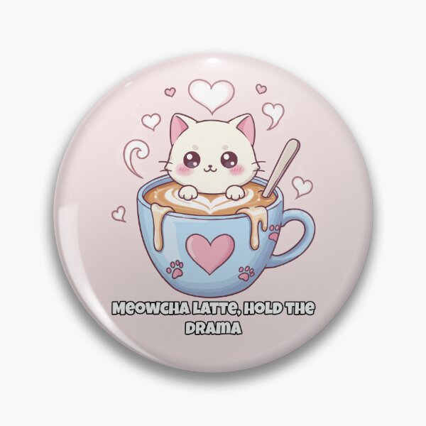 Item preview, Kawaii Cat in Latte Cup – Meowcha Latte Hold the Drama Cute Coffee Animal Art designed and sold by imaginariun.