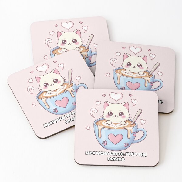 Item preview, Kawaii Cat in Latte Cup – Meowcha Latte Hold the Drama Cute Coffee Animal Art designed and sold by imaginariun.