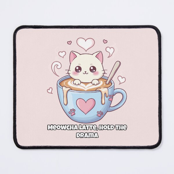 Item preview, Kawaii Cat in Latte Cup – Meowcha Latte Hold the Drama Cute Coffee Animal Art designed and sold by imaginariun.