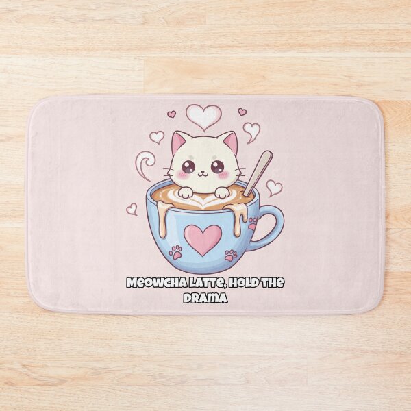 Item preview, Kawaii Cat in Latte Cup – Meowcha Latte Hold the Drama Cute Coffee Animal Art designed and sold by imaginariun.