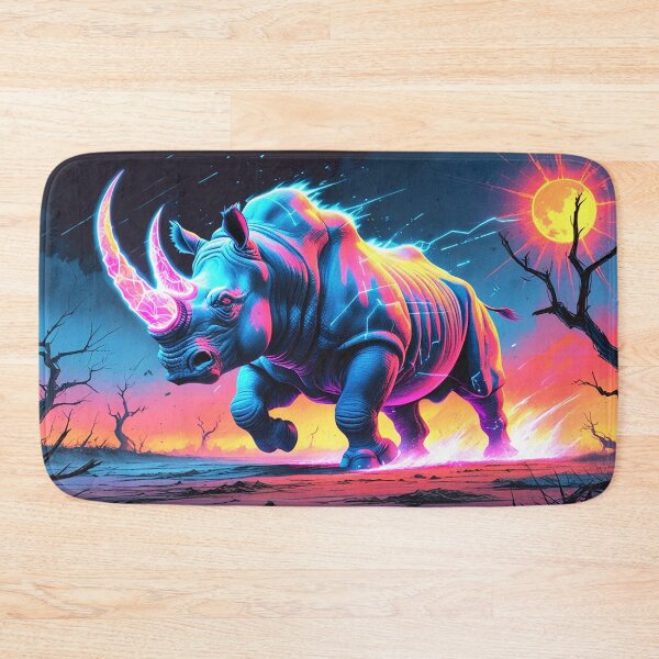 Item preview, Neon Rhino Charging Through a Cracked Digital Frontier designed and sold by Blueangelgal.