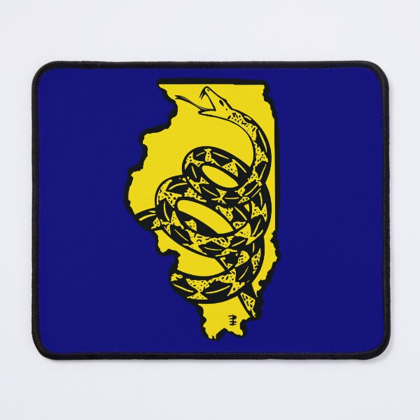Item preview, ILLINOISAN - Libertarian - Don't Tread On Me Gadsden Snake on ILLINOIS Map on Blue default background, #020279 designed and sold by pelagio.