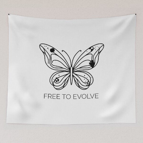 Item preview, Minimalist Butterfly Line Art - Free to Evolve Inspirational Quote Design designed and sold by Furr-n-Purr.