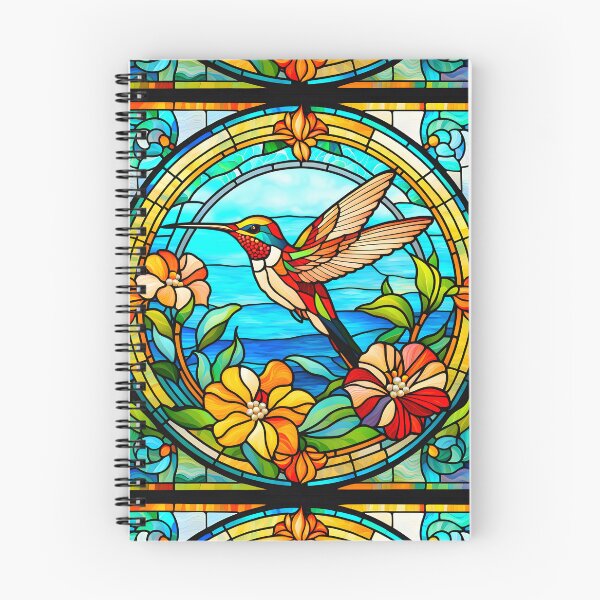 Item preview, HUMMINGBIRD SEASIDE OCEANIC WAVES AQUA BEACH COTTAGE FLOWER GARDEN * Stained Glass * ABSTRACT PRINT Fine Art Craft Gallery Baby Bridal Shower Wedding Floral Botanical Nature Bird Lover GIFT designed and sold by Spinning Plates 360.