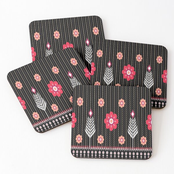 Item preview, Elegant Pink Floral Pattern on Black Background designed and sold by LOVE ART DESIGNS .