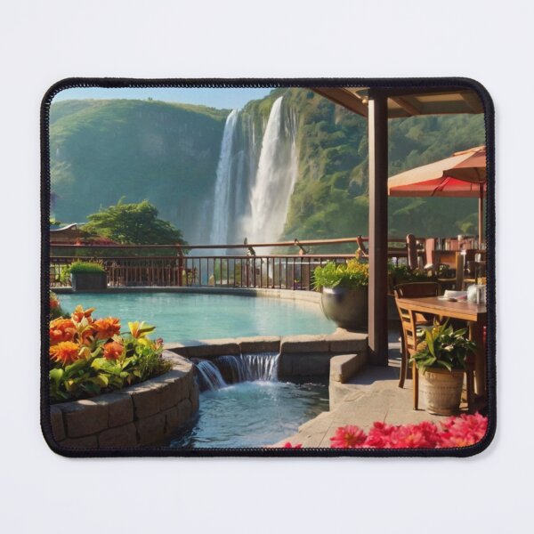 Item preview, Cascading Waters and Coffee: A Terrace Café Journey designed and sold by BlareBlare.