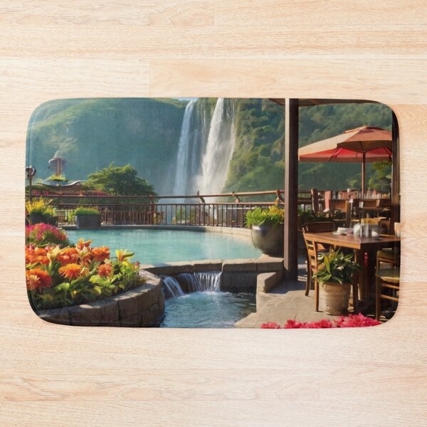 Item preview, Cascading Waters and Coffee: A Terrace Café Journey designed and sold by BlareBlare.