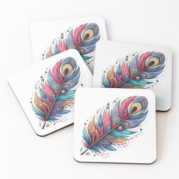 Item preview, boho feather colored floral sticker,Bohemian,Bloom Boom,Spring,floral designed and sold by Expressions-Sel.