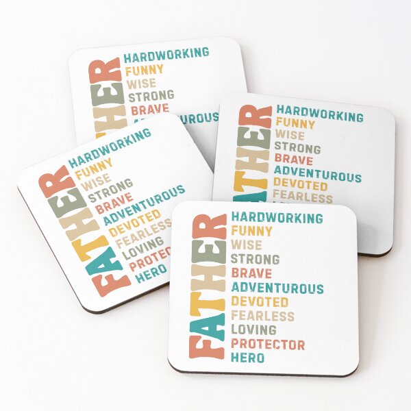 Item preview, FATHER Hardworking, Funny, Wise, Strong, Brave, Adventurous, Devoted, Fearless, Loving, Protector, Hero designed and sold by Alberto Dominguez.