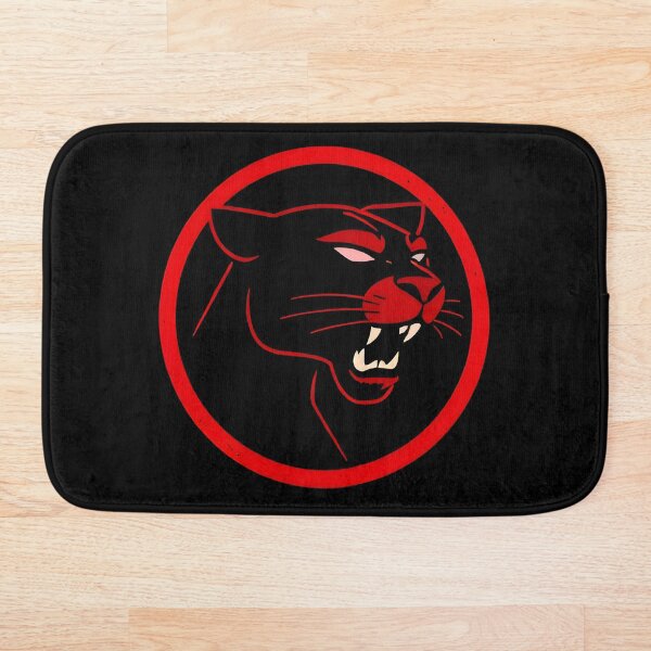 Aperçu de l'œuvre Logo Black Panther féroce - Design circulaire rouge audacieux créée et vendue par BrushRushX.