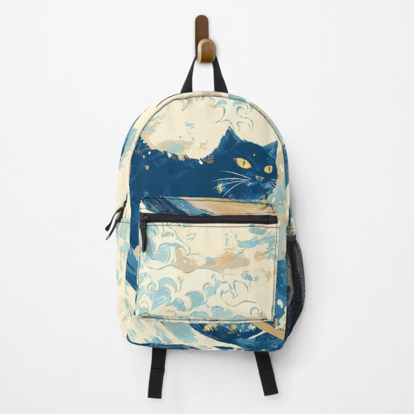 Item preview, Black Cat Surfs Great Wave designed and sold by Cat-Wave-Dream.